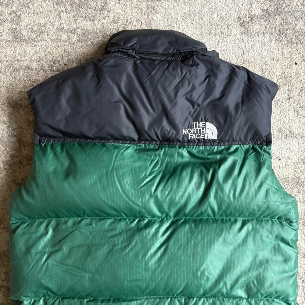 VTG 90s North Face Nuptse Evergreen & Black 700 Goose Down Gorpcore Puffer Vest